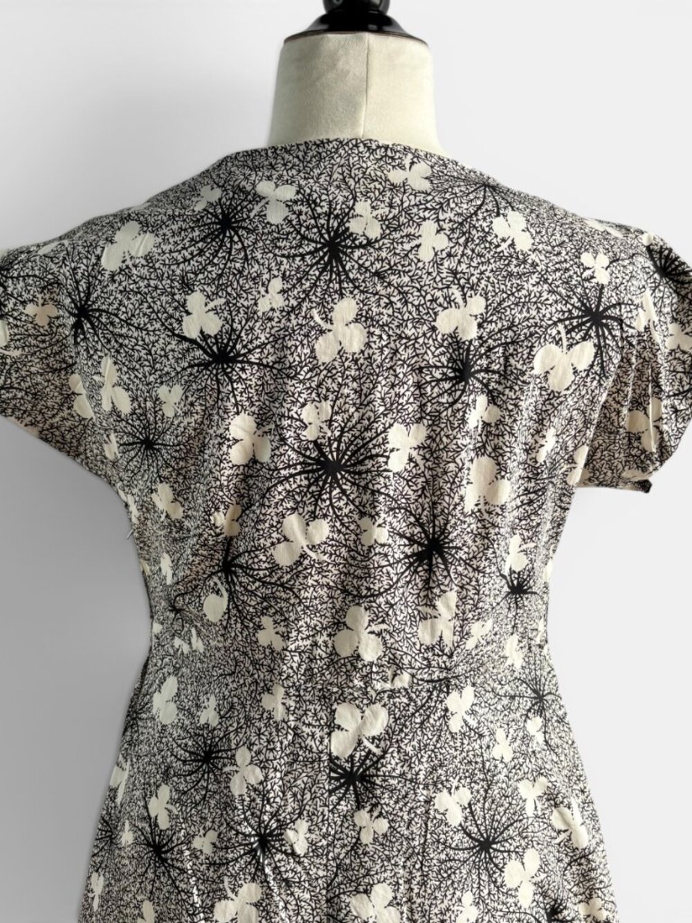 1950s Black Clover Print Cotton Fit & Flare Day Dress - Picture 7 of 15